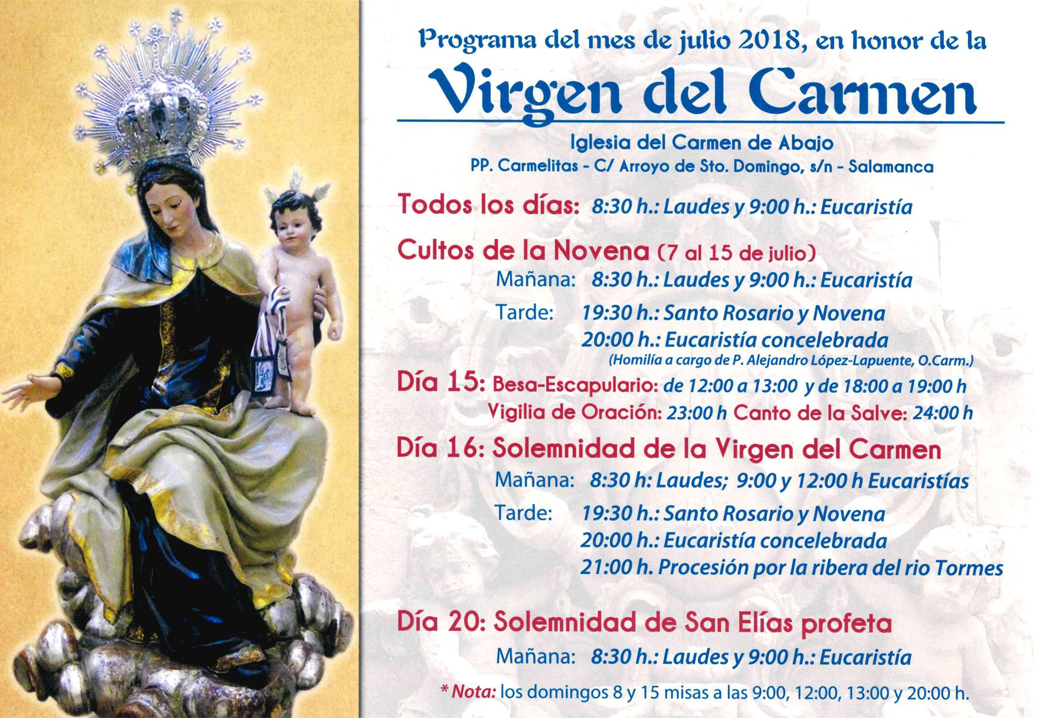 Novena En Honor A La Virgen Del Carmen Diócesis De Salamanca